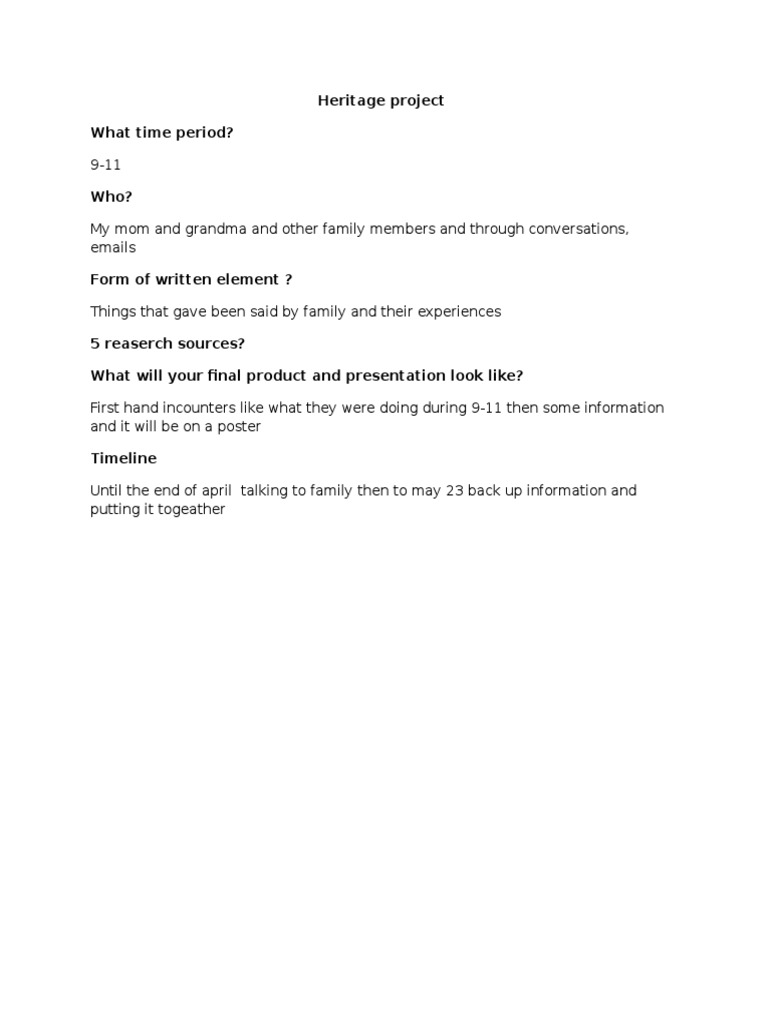 Heritage Project | PDF