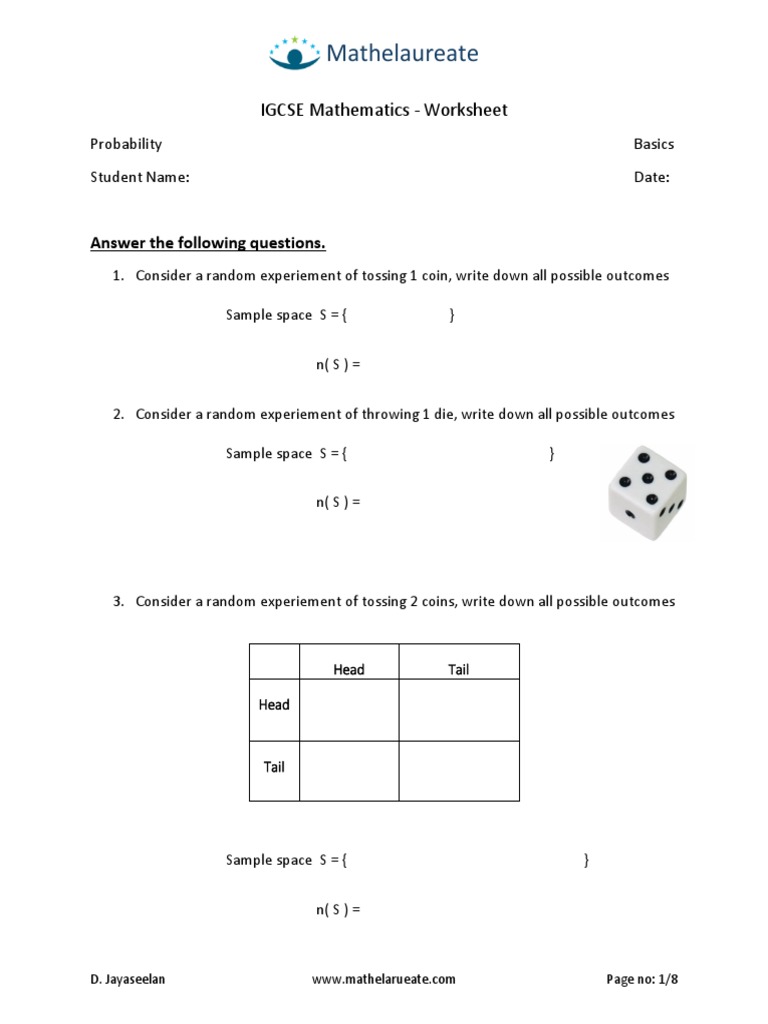 IGCSE Probability Basics | PDF | Dice | Probability