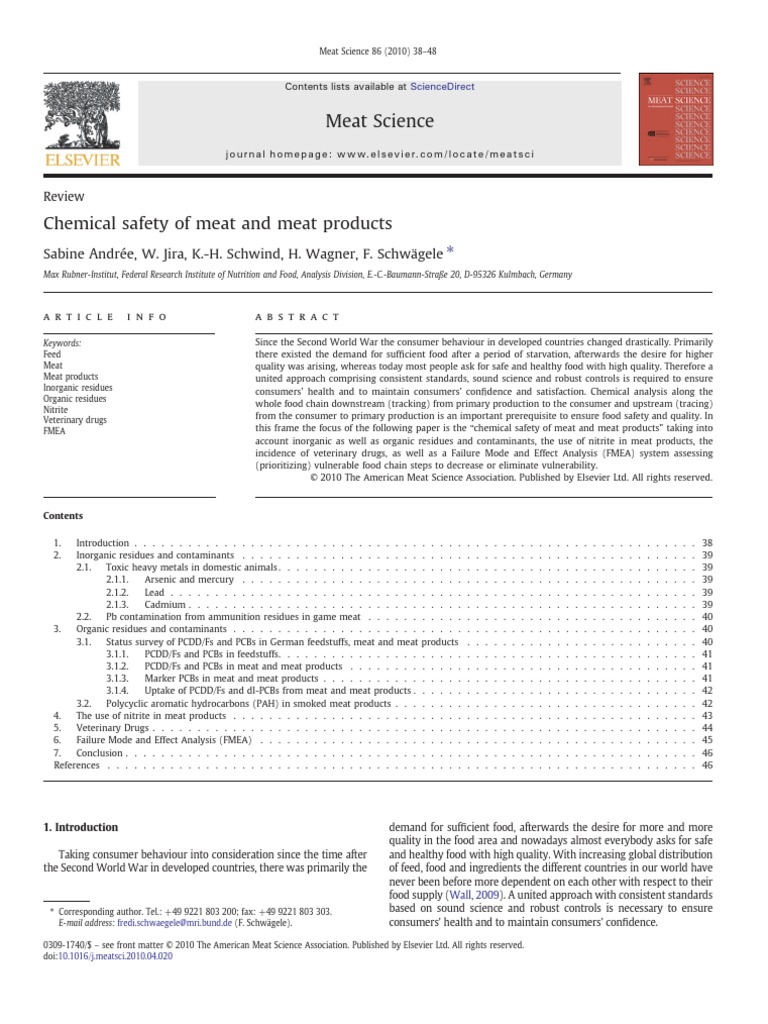 Chemical Safety of Meat and Meat Products PDF | PDF | Cadmium ...