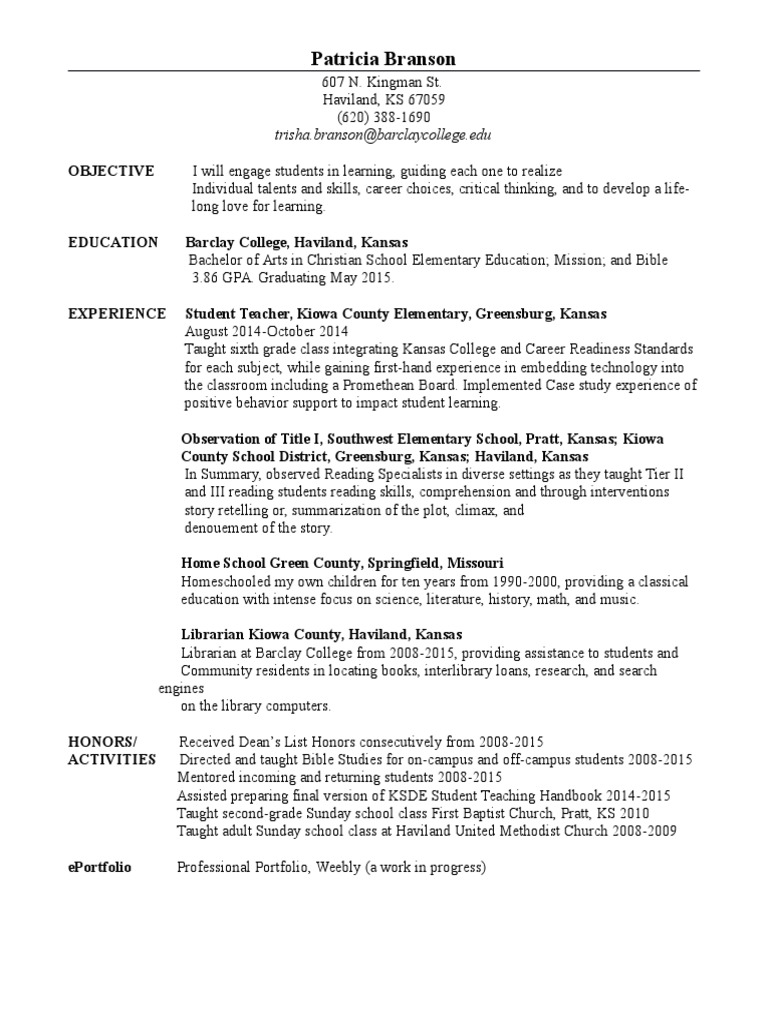 Teaching Capstone Resume | PDF | Kansas | Homeschooling