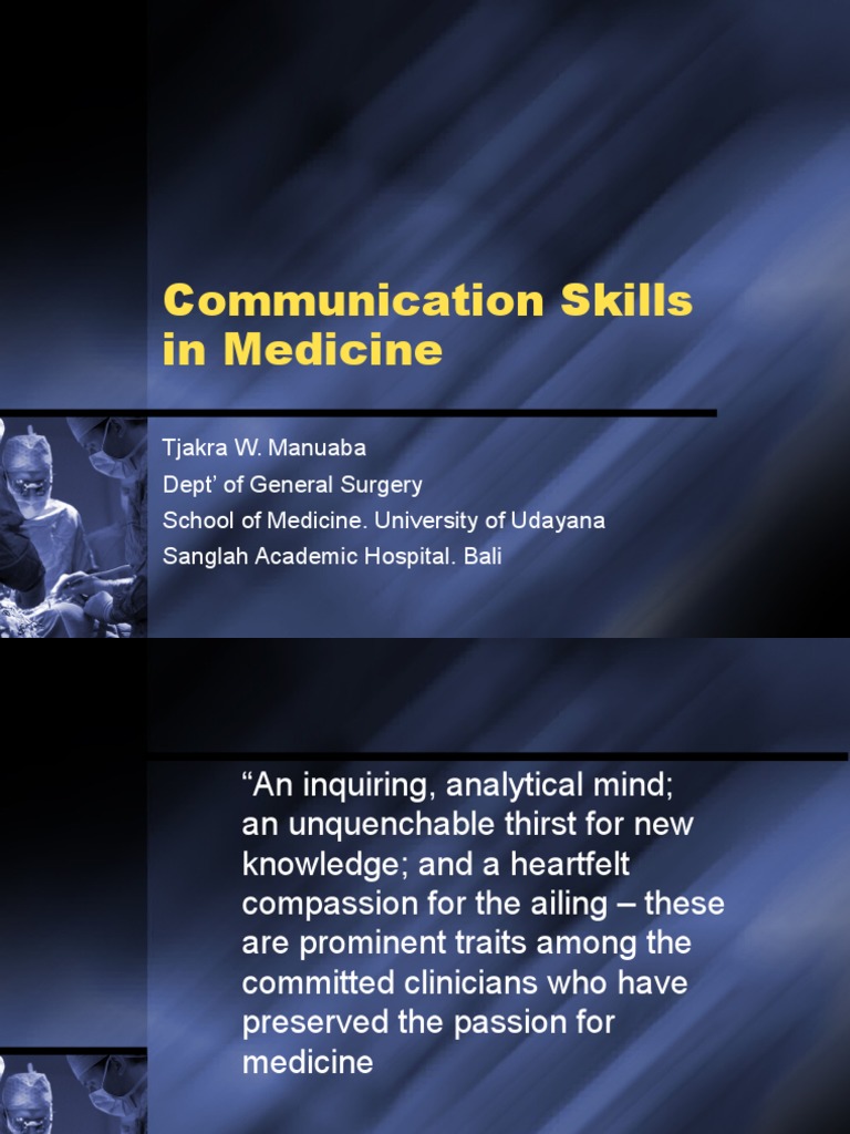 Communication Skills in Medicine | PDF | Patient | Fear