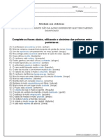 Atividade de Portugues Sinonimos 4º Ou 5º Ano Resposta