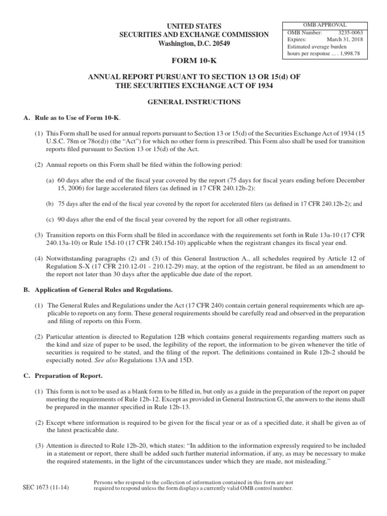 Form10 K | PDF | Regulation S K | Form 10 K