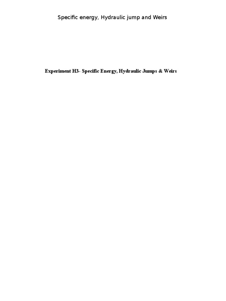 Specific Energy Hydraulic Jumps Weirs PDF Classical Mechanics