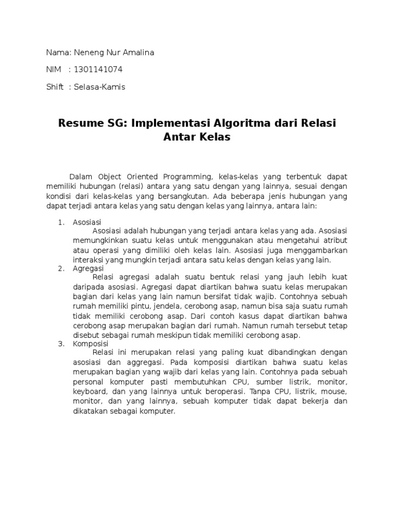 Resume Relasi Antar Kelas JAVA | PDF