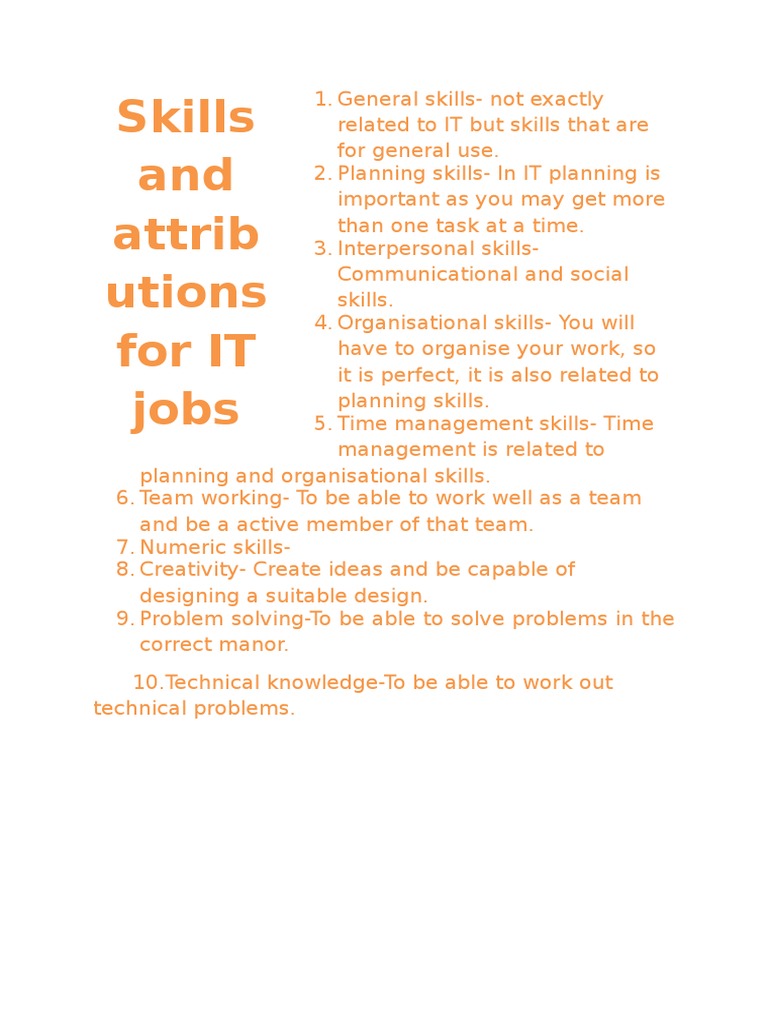 Essential Skills for IT Jobs | PDF