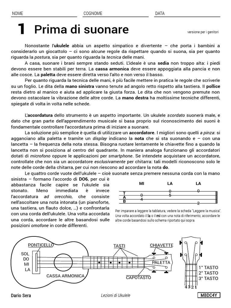 Lezione Di Ukulele Prima Di Suonare PDF