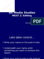 AS Media Studies: MEST 2: Editing