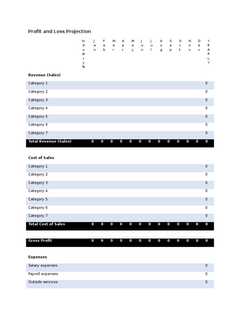 Profit and Loss Template | PDF | Business | Finance & Money Management