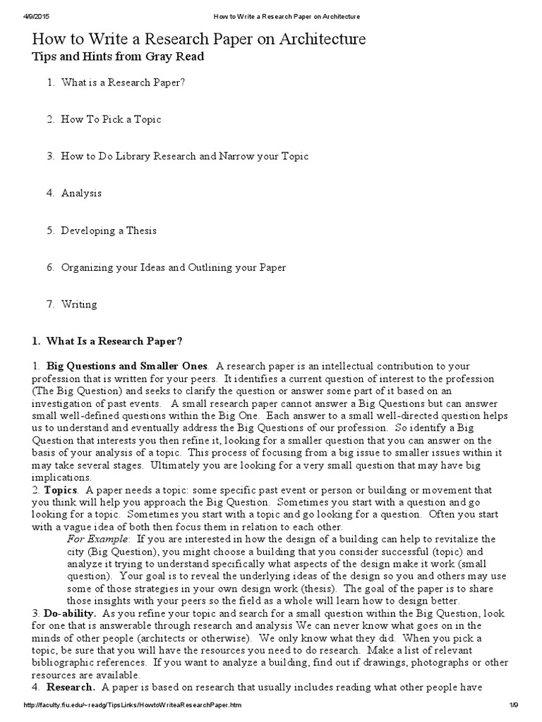 Writing Research Papers in Architecture | PDF | Thesis | Academic ...