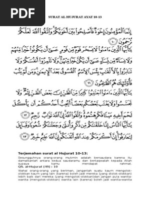 Terjemahan Surat Al Hujurat Ayat 10 13