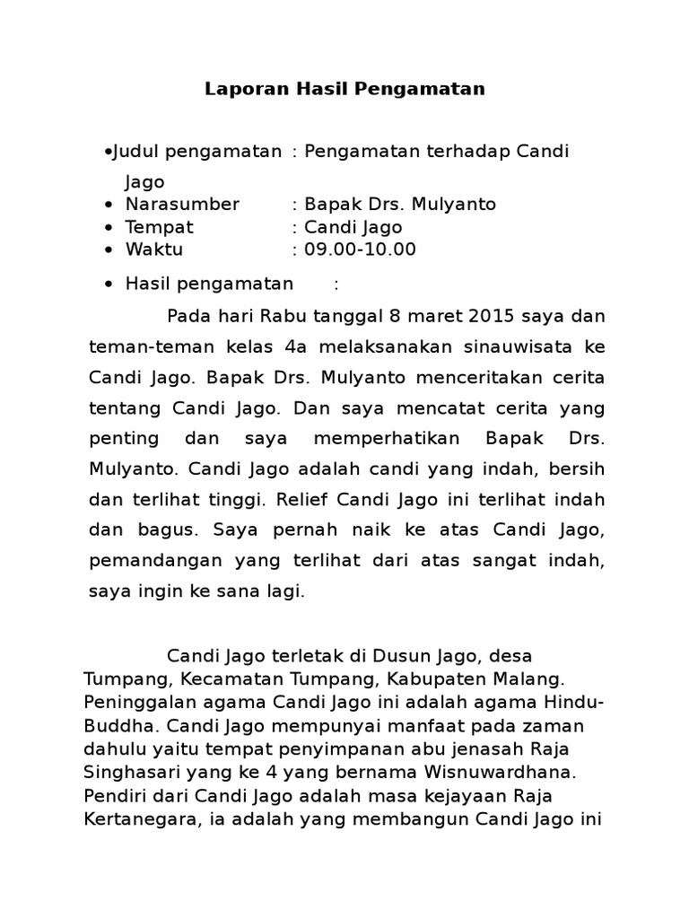 Laporan Hasil Pengamatan