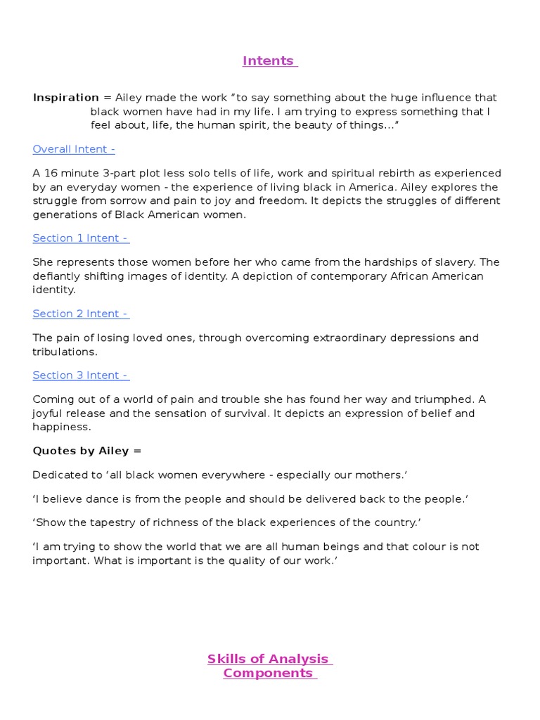 HSC Dance Revision Notes PDF African American Civil Rights Movement