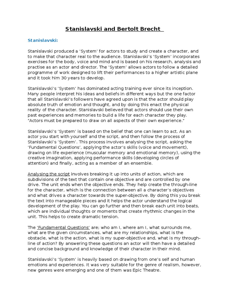 Stanislavski system steps image