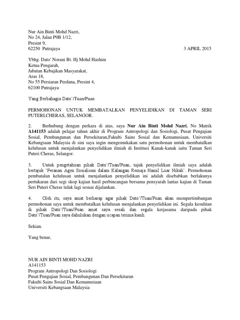 Contoh Surat Rayuan Potongan Gaji Pekerja Untuk Rumah Sewa
