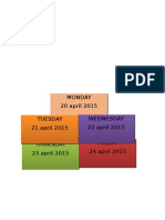 Monday 20 April 2015 Wednesday 22 April 2015 Tuesday 21 April 2015