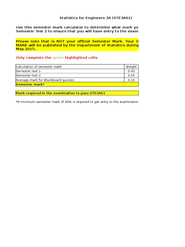 Semester Mark Calculation Guide | PDF | Evaluation Methods | Test ...