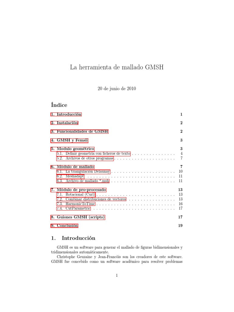Tutorial de GMSH: Instalación y Uso | PDF | Vector Euclidiano | Triángulo