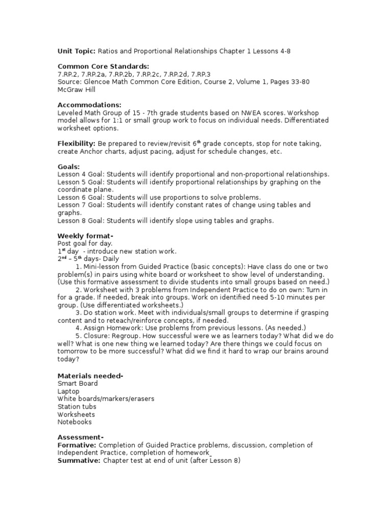 Worksheets Proportional Relationships Worksheets math unit 1 lesson 4 8 common core state standards initiative physics mathematics
