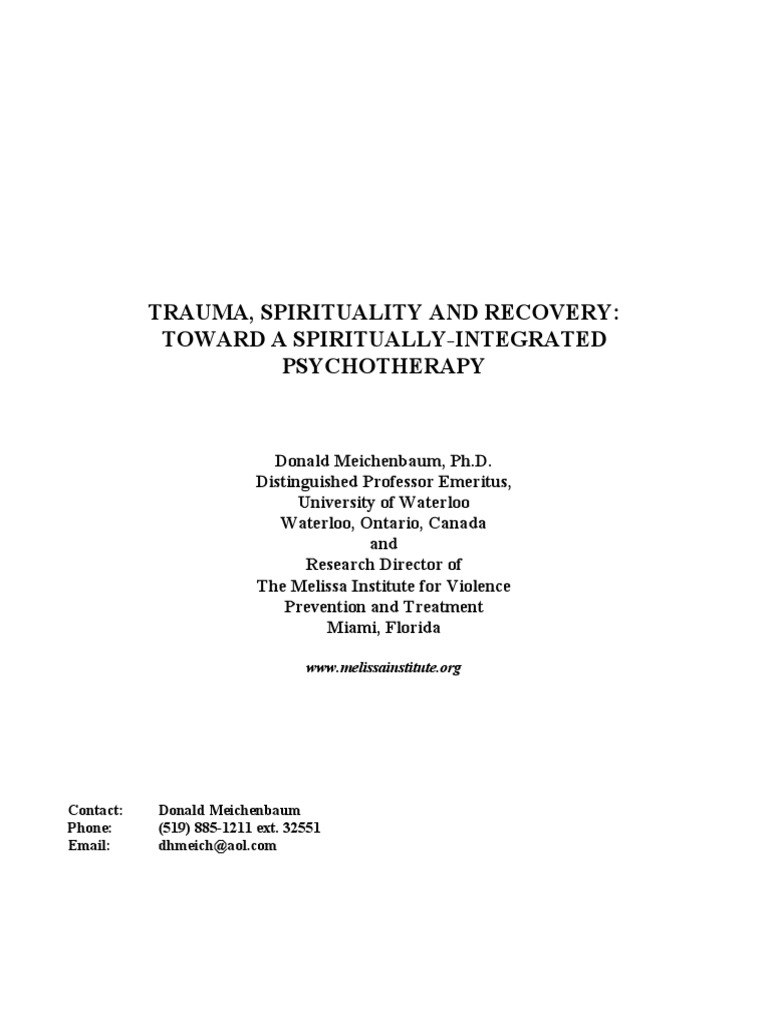 Spirituality in Trauma Recovery | PDF | Psychotherapy | Psychological ...