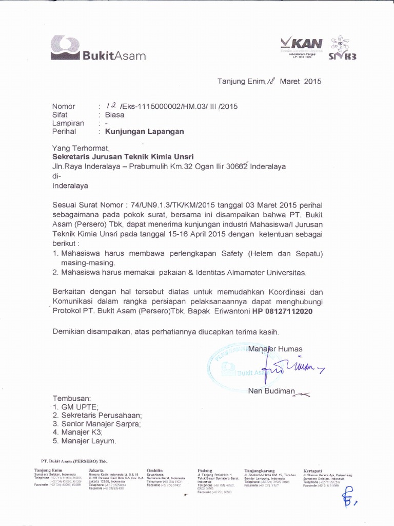 Surat Balasan Kunjungan
