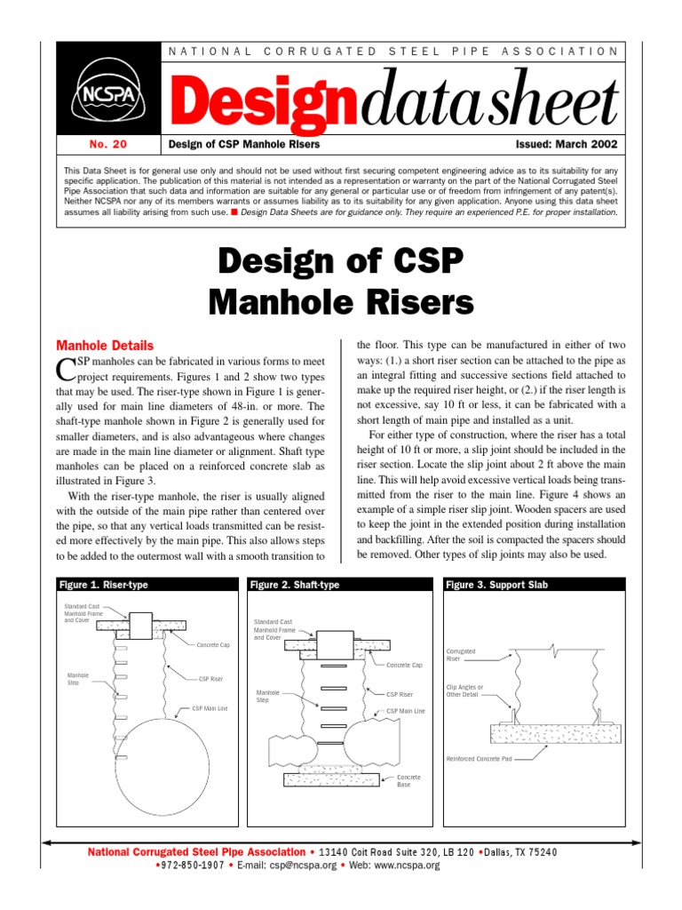 Design Guide for CSP Manhole Risers | PDF | Pipe (Fluid Conveyance ...