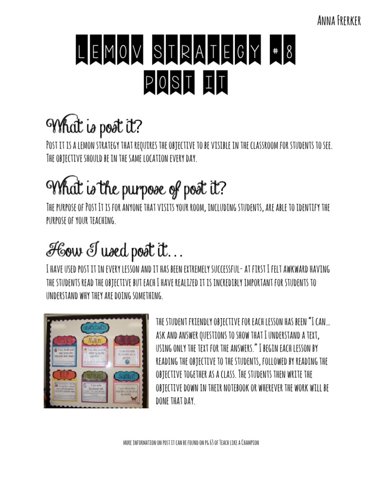 Classroom Objective Visibility Strategy | PDF | Language Arts & Discipline