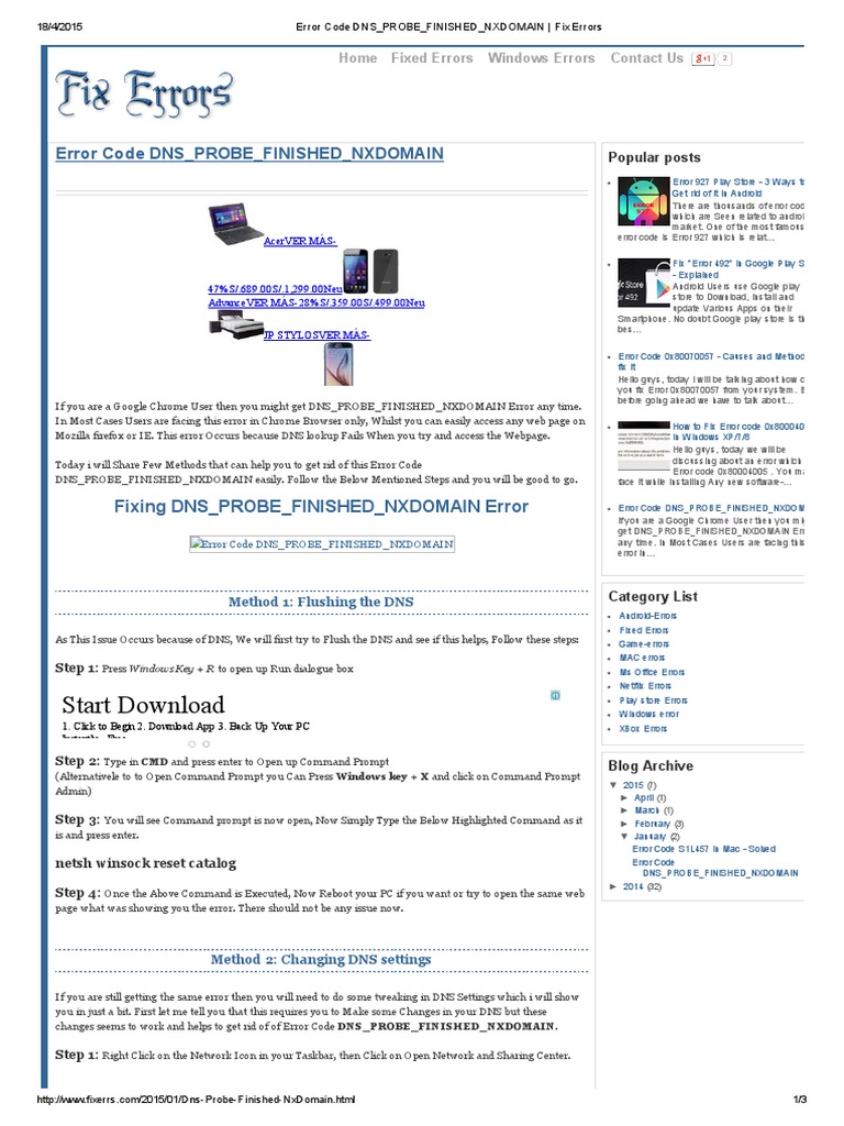 Solucionar Error Dns Probe Finished Nxdomain