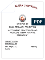 Synopsis of Final Research Project On "Accounting Procedures and Problems in Max Hospital Dehradun "