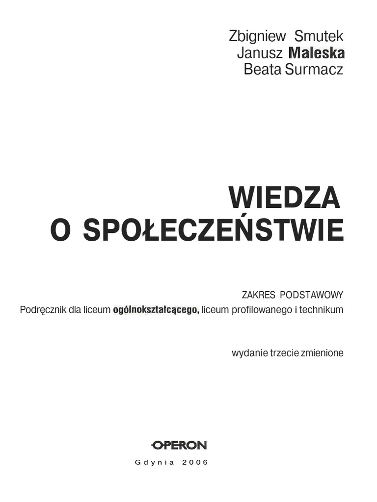 Wiedza O Społeczeństwie Operon Sprawdzian Ustrój Rzeczypospolitej Polskiej