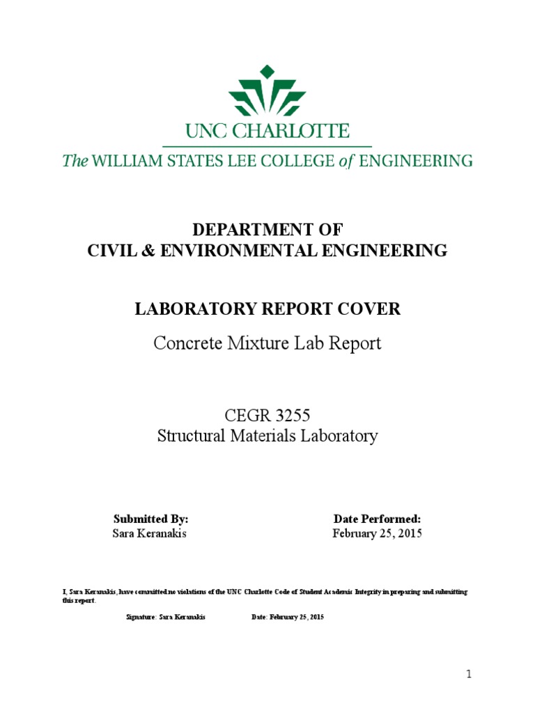 Concrete Mixture Lab Report | PDF | Concrete | Construction Aggregate