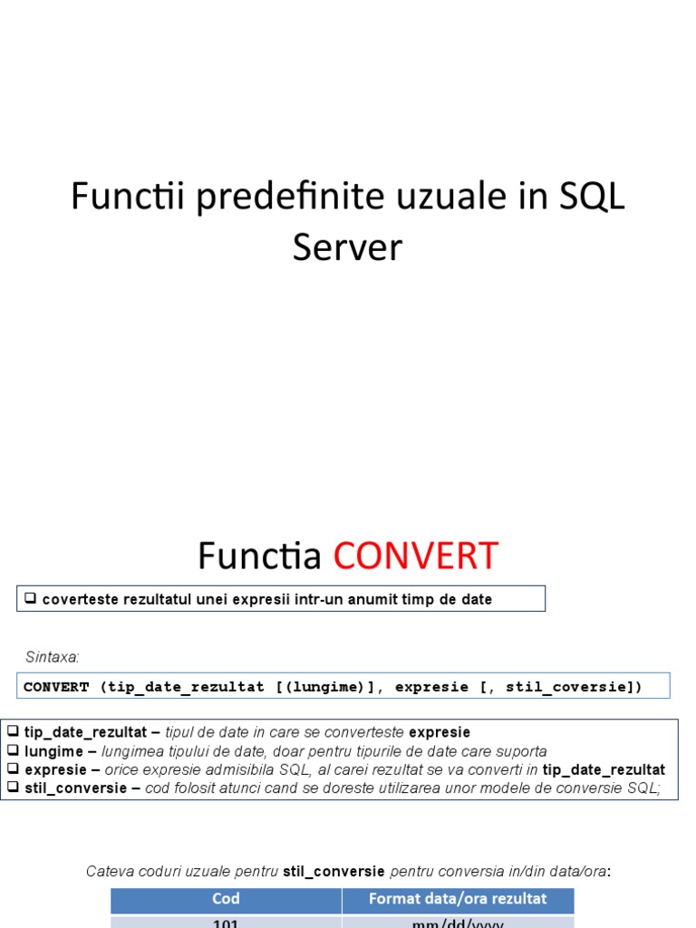 Functii Predefinite Uzuale in SQL | PDF