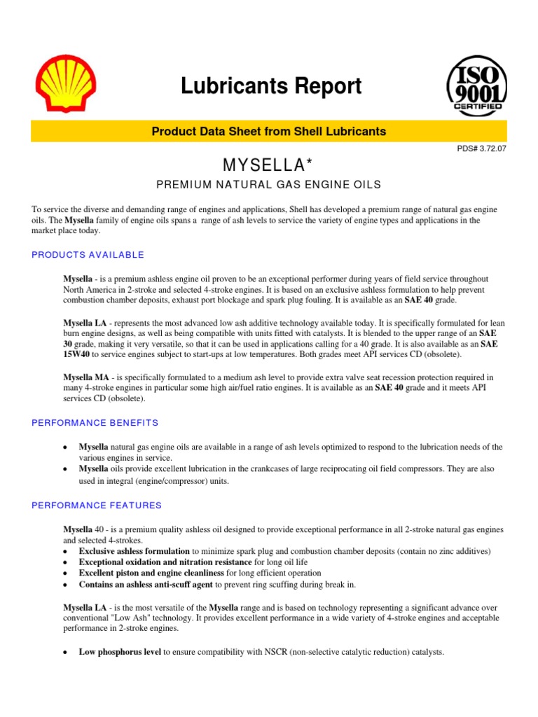 Shell Mysella Productdatasheet3 72 | PDF | Motor Oil | Engines