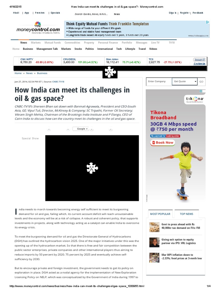 How India Can Meet Its Challenges in Oil & Gas Space Moneycontrol
