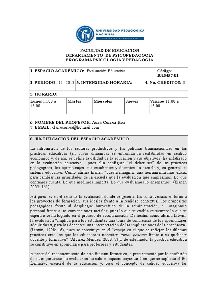 Programa Evaluación Educativa | PDF | Evaluación | Maestros