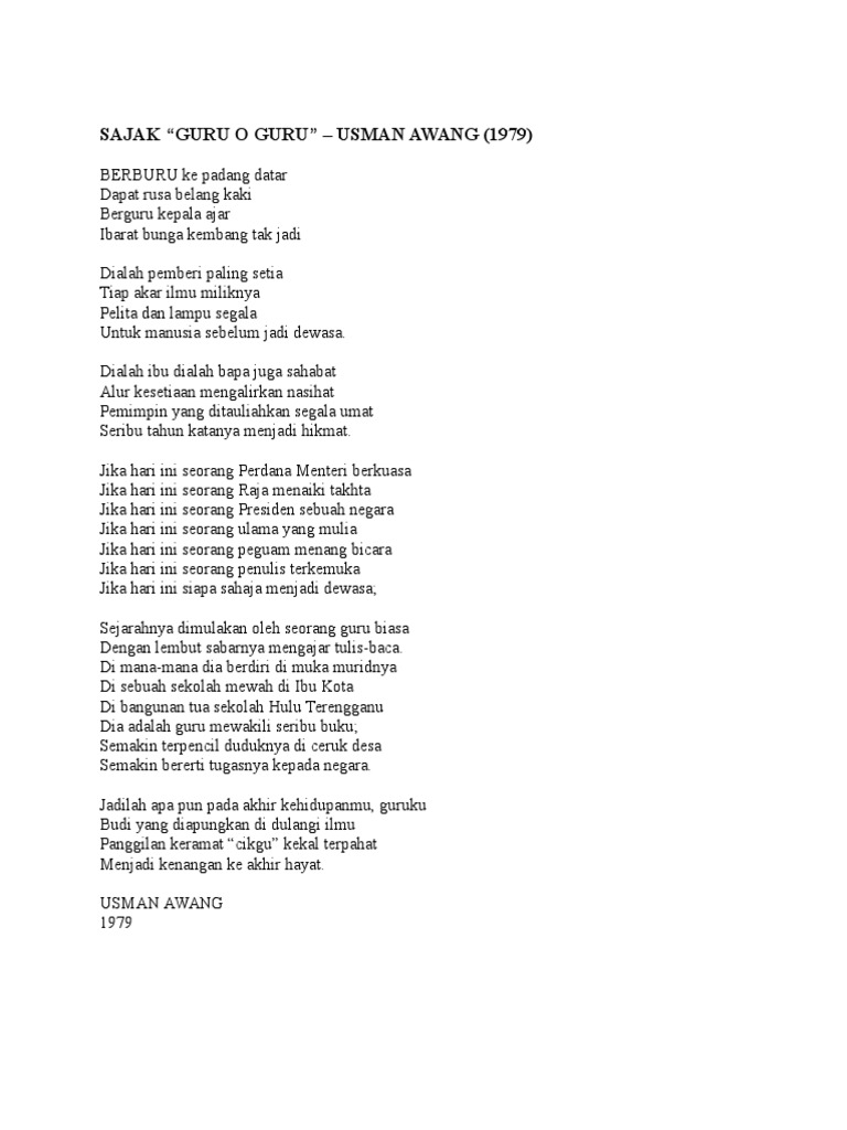 Sajak Guru Oh Guru Pdf