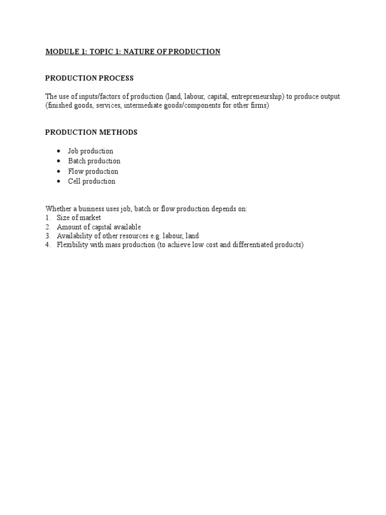 Module 1 Topic 1 Nature Of Production Pdf Labour Economics