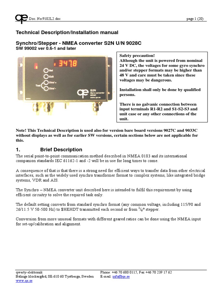 S2N Gyro Interface Manual | PDF | Parameter (Computer Programming) | Cable