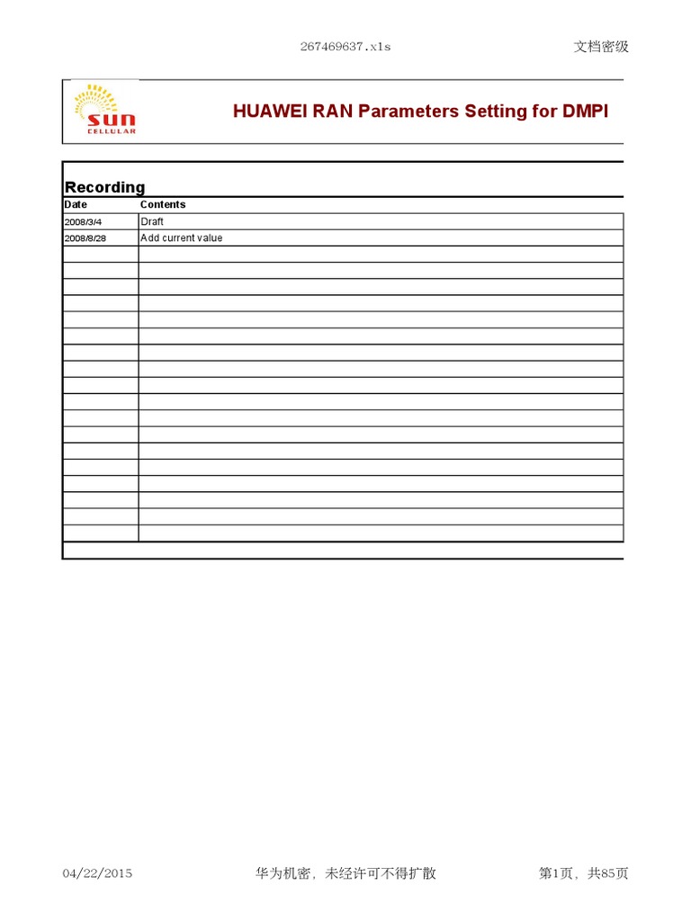 Huawei RAN DMPI Parameter Settings | PDF | High Speed Packet Access ...