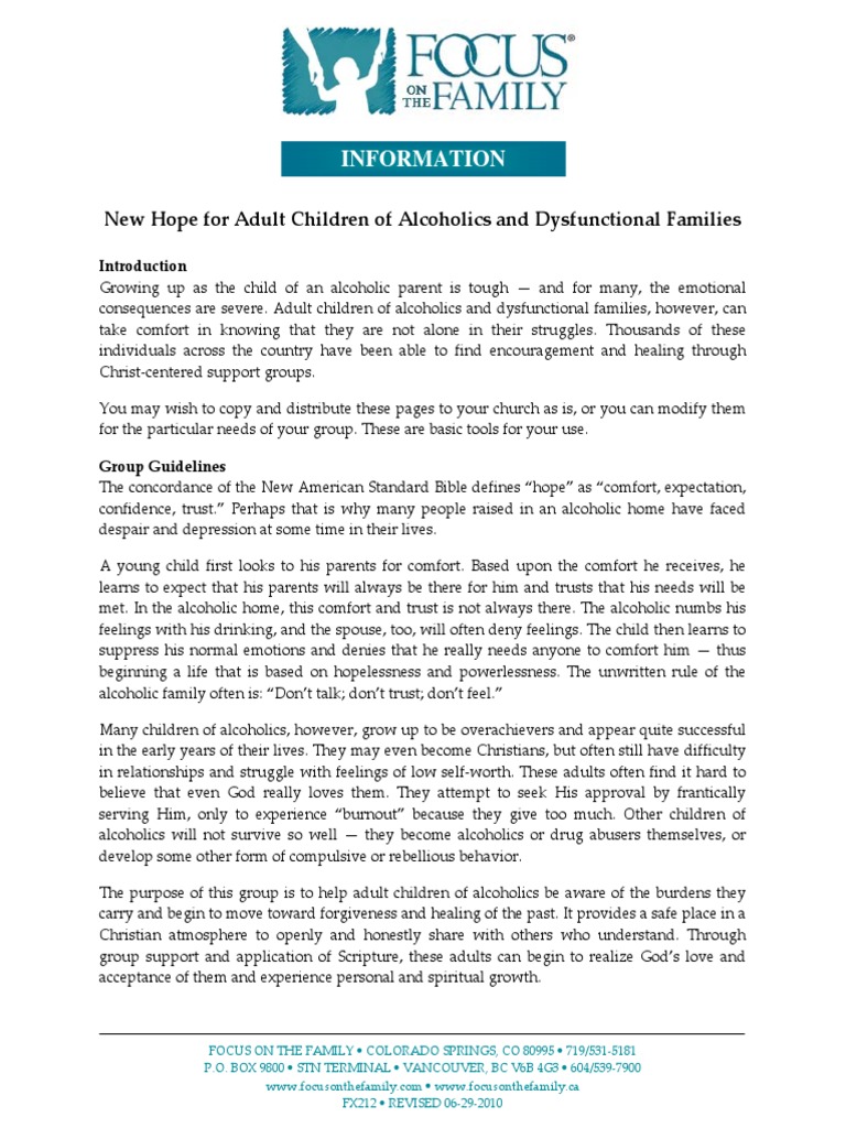 Adult Children of Alcoholics and Dysfunctional Families | Anger ...