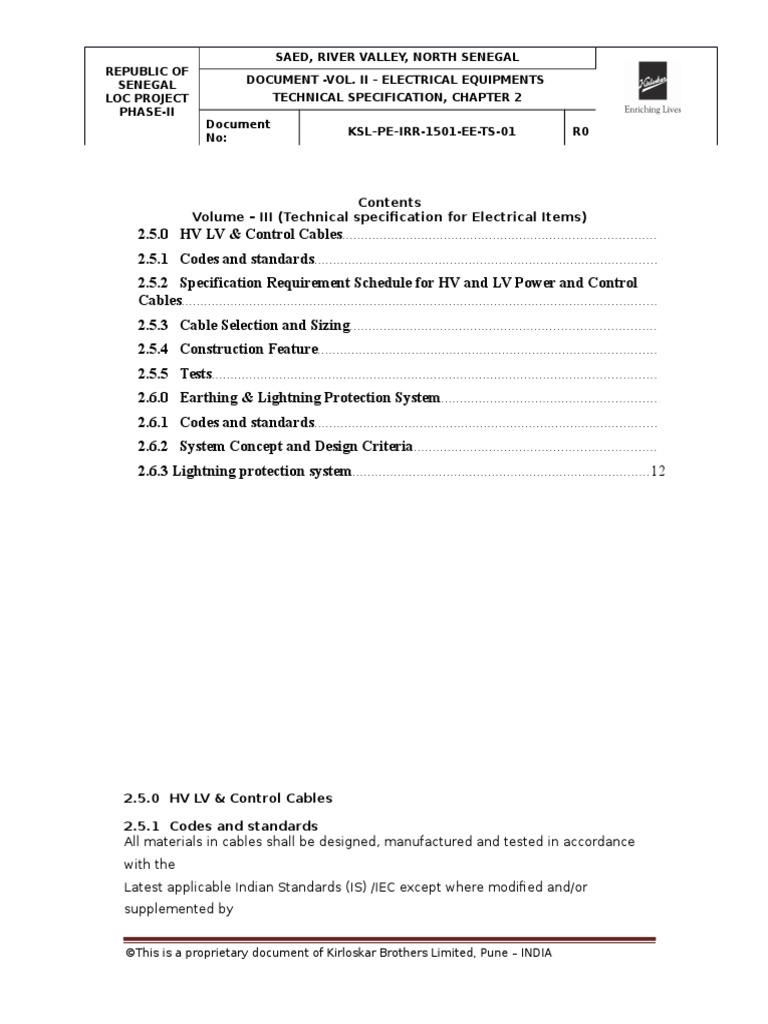 Vol III Technical Specification (Electrical)l1 Cable Electrical