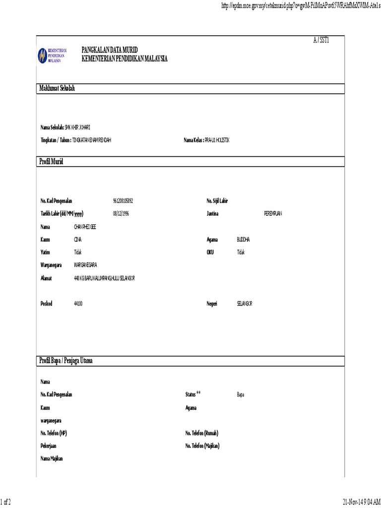 Http Apdm Moe Gov My Cetakmurid Pdf