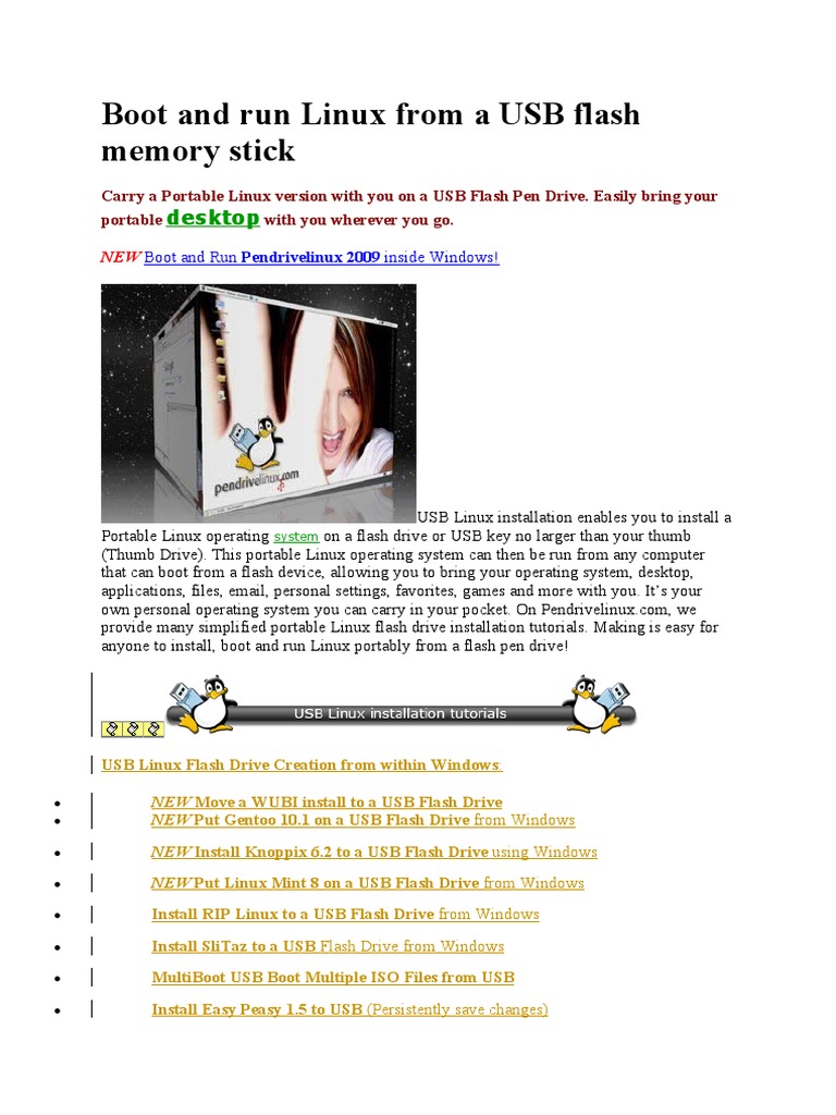Boot and Run Linux From A USB Flash Memory Stick | PDF | Usb Flash ...