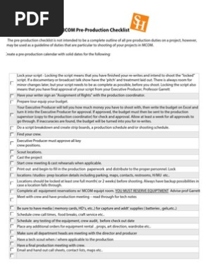 MCOM.preproduction Checklist
