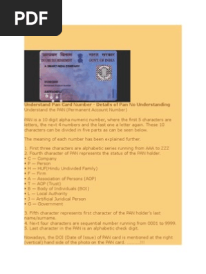 Understanding PAN Card Number Structure | PDF | Sports & Recreation