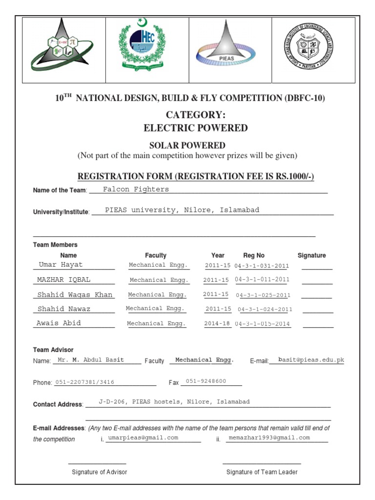 Registration Form DBFC 10 Final | PDF