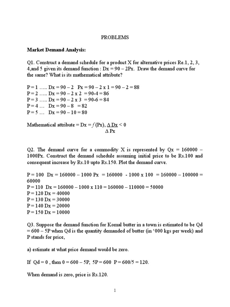 Demand Function Analysis and Problems | PDF | Demand | Market (Economics)