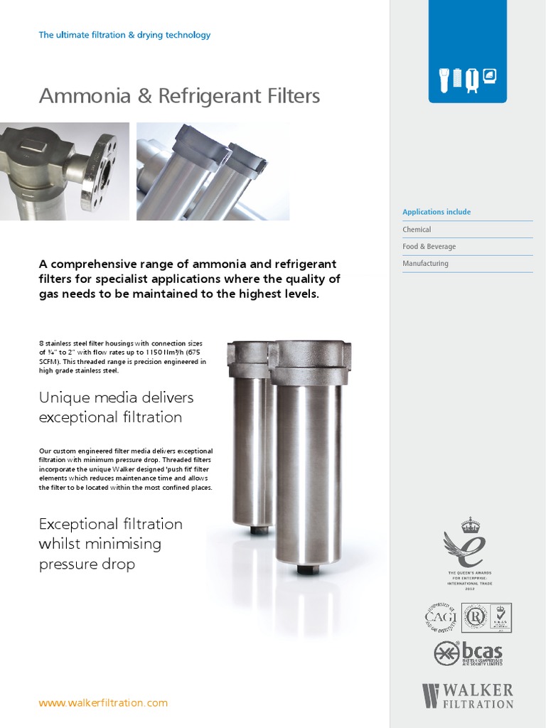 Ammonia and Refrigerant Filters Filtration Gases