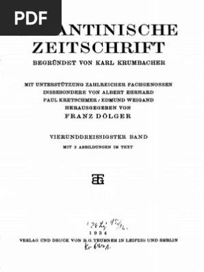 Byzantinische Zeitschrift Jahrgang 34 1934 Pdf
