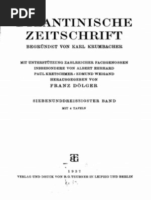 Byzantinische Zeitschrift Jahrgang 37 1937 Pdf